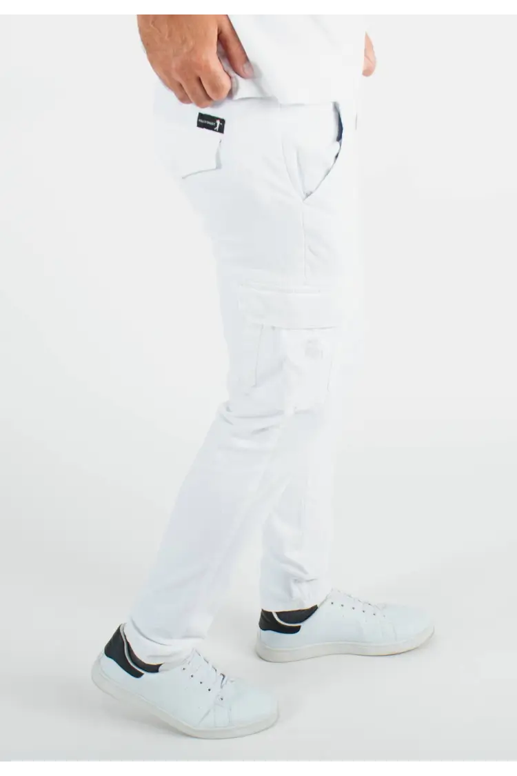 Pantalon cargo blanc slim