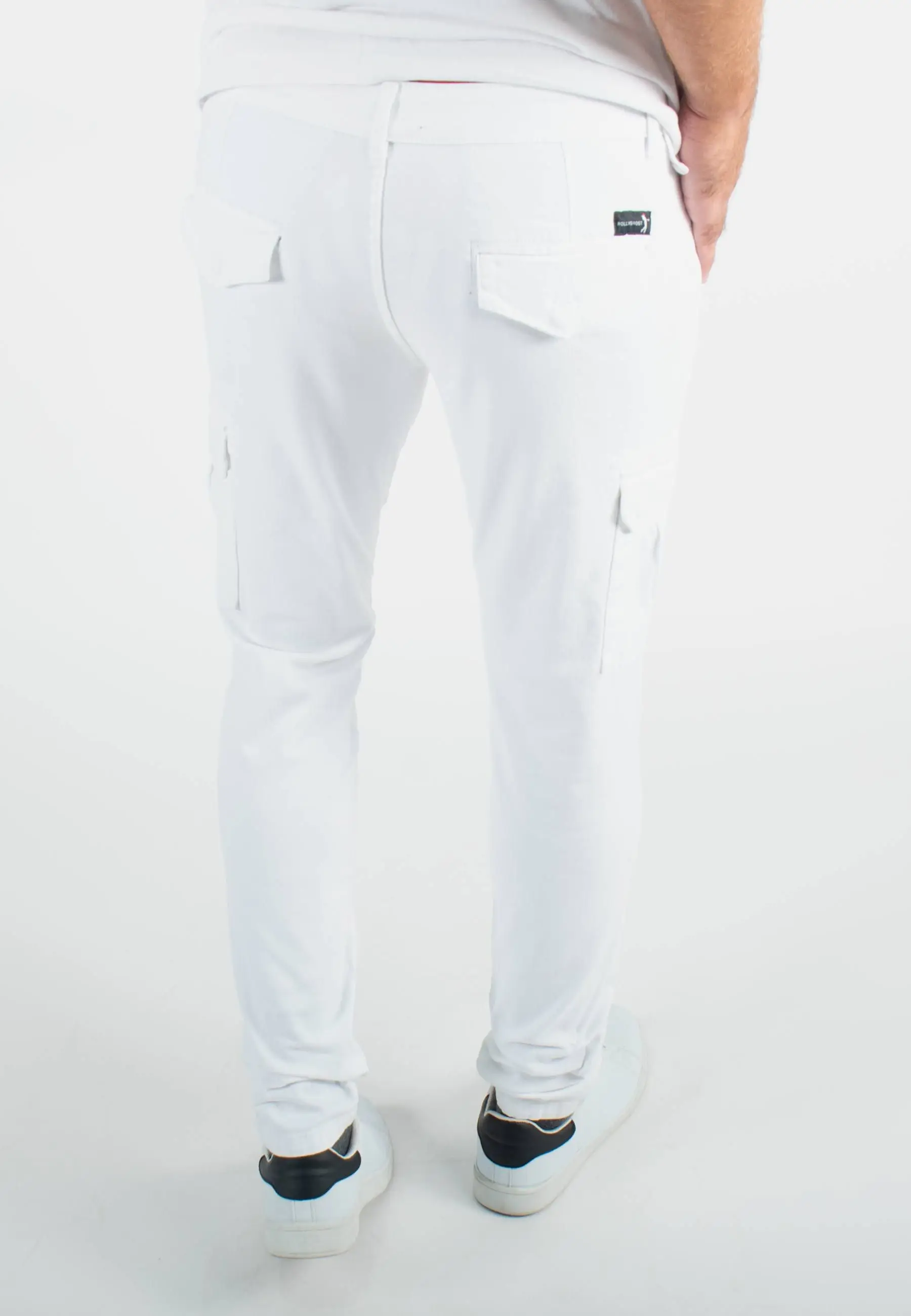 Pantalon cargo blanc slim