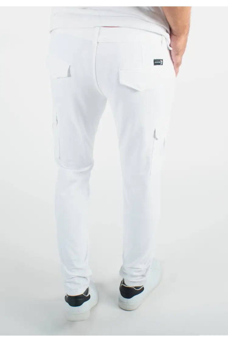 Pantalon cargo blanc slim