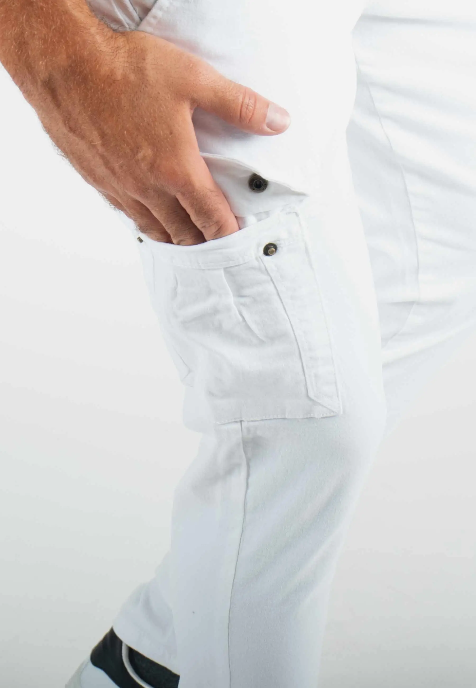 Pantalon cargo blanc slim