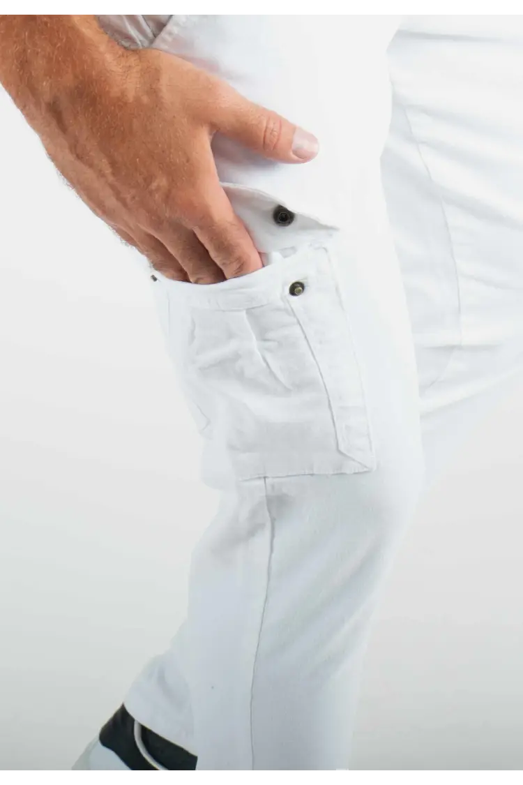 Pantalon cargo blanc slim