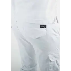 Pantalon cargo blanc slim