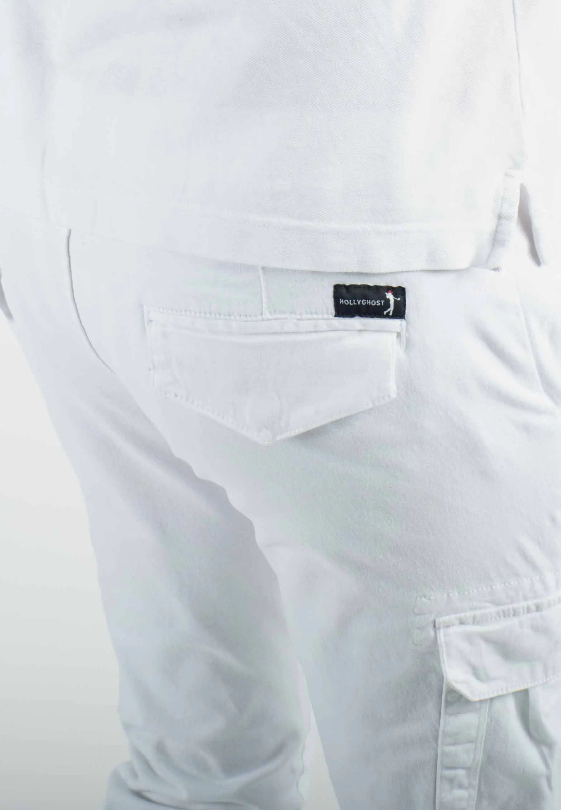 Pantalon cargo blanc slim