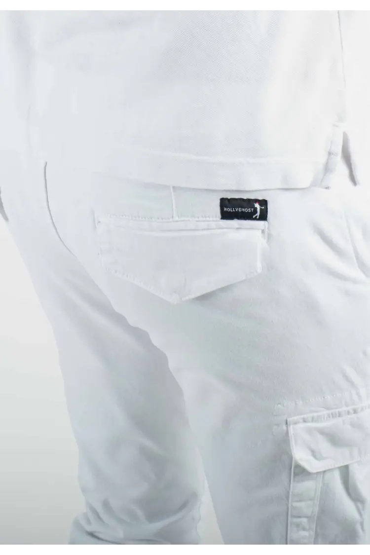 Pantalon cargo blanc slim