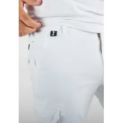 Short cargo mi-long blanc