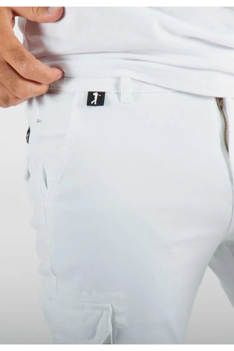 Short cargo mi-long blanc