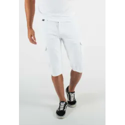 Short cargo mi-long blanc