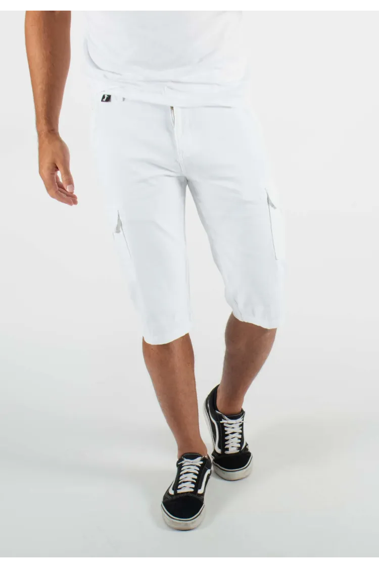 Short cargo mi-long blanc