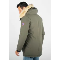 Parka Homme Hiver Vert Kaki avec Capuche Fourrée – Protection Optimale Contre le Froid