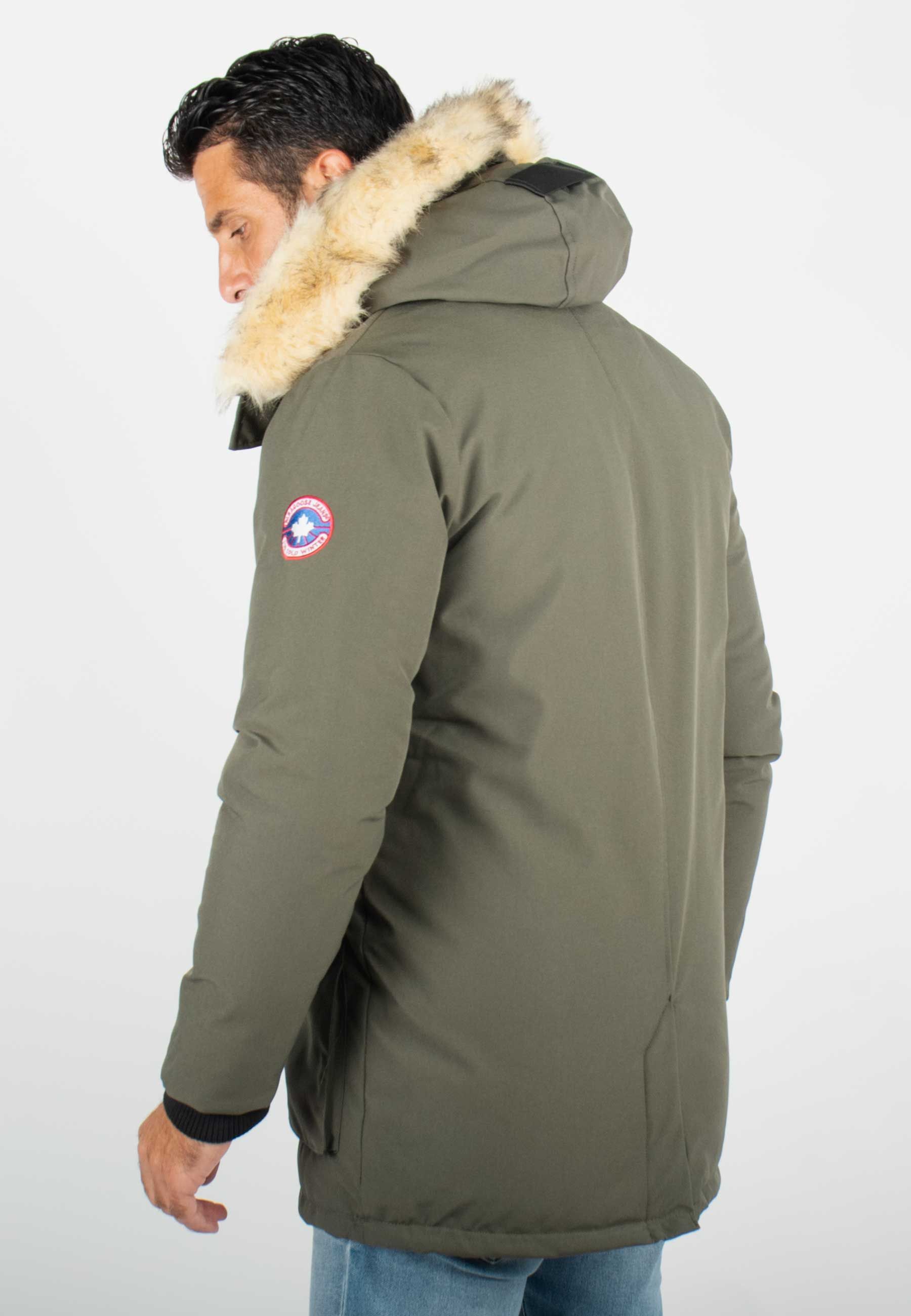 Parka Homme Hiver Vert Kaki avec Capuche Fourrée – Protection Optimale Contre le Froid