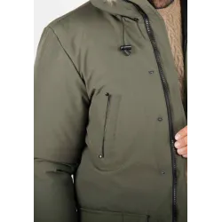 Parka Homme Hiver Vert Kaki avec Capuche Fourrée – Protection Optimale Contre le Froid