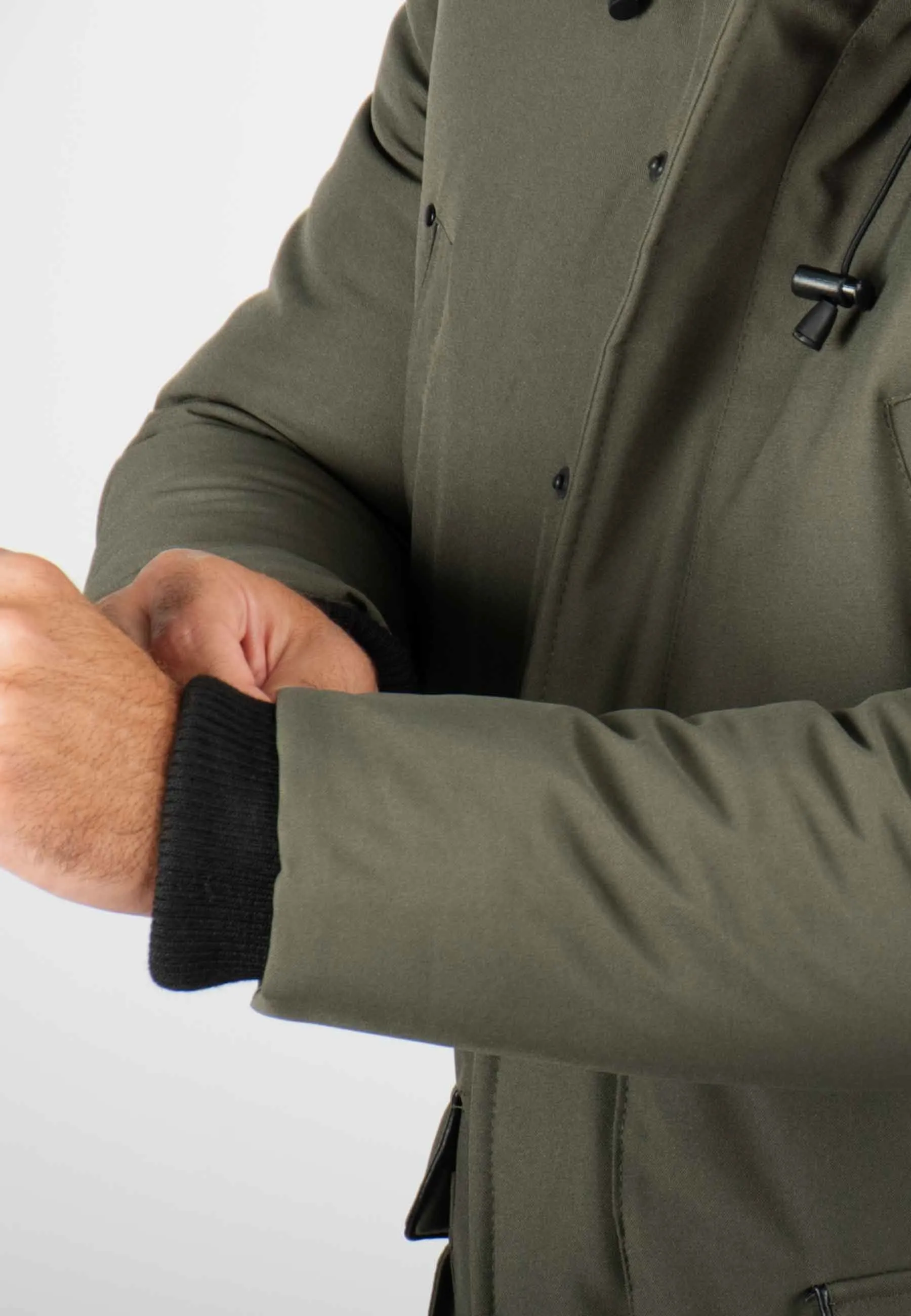 Parka Homme Hiver Vert Kaki avec Capuche Fourrée – Protection Optimale Contre le Froid