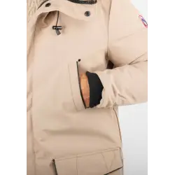 Parka Homme Hiver Beige avec Capuche en Fourrure – Élégance et Chaleur pour les Jours Froids