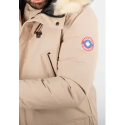 Parka Homme Hiver Beige avec Capuche en Fourrure – Élégance et Chaleur pour les Jours Froids