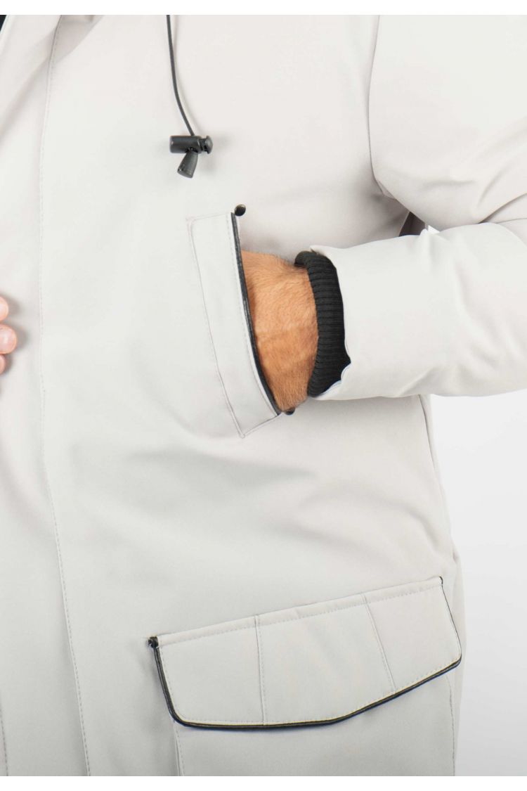 Parka Homme Hiver Grise avec Capuche en Fourrure noire – Élégance et Chaleur pour les Jours Froids