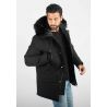 Veste d'Hiver Homme avec Capuche en Fourrure noire – Style Urbain et Protection Contre le Froid