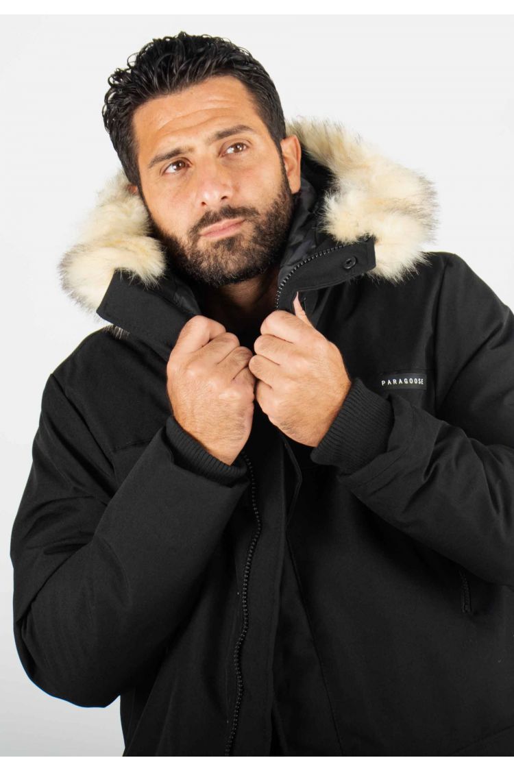 Blouson Homme avec Capuche en Fourrure Synthétique – Protection Hivernale et Design Contemporain
