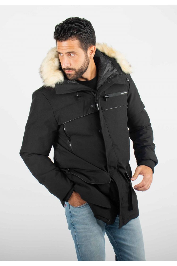 Blouson Homme avec Capuche en Fourrure Synthétique – Protection Hivernale et Design Contemporain