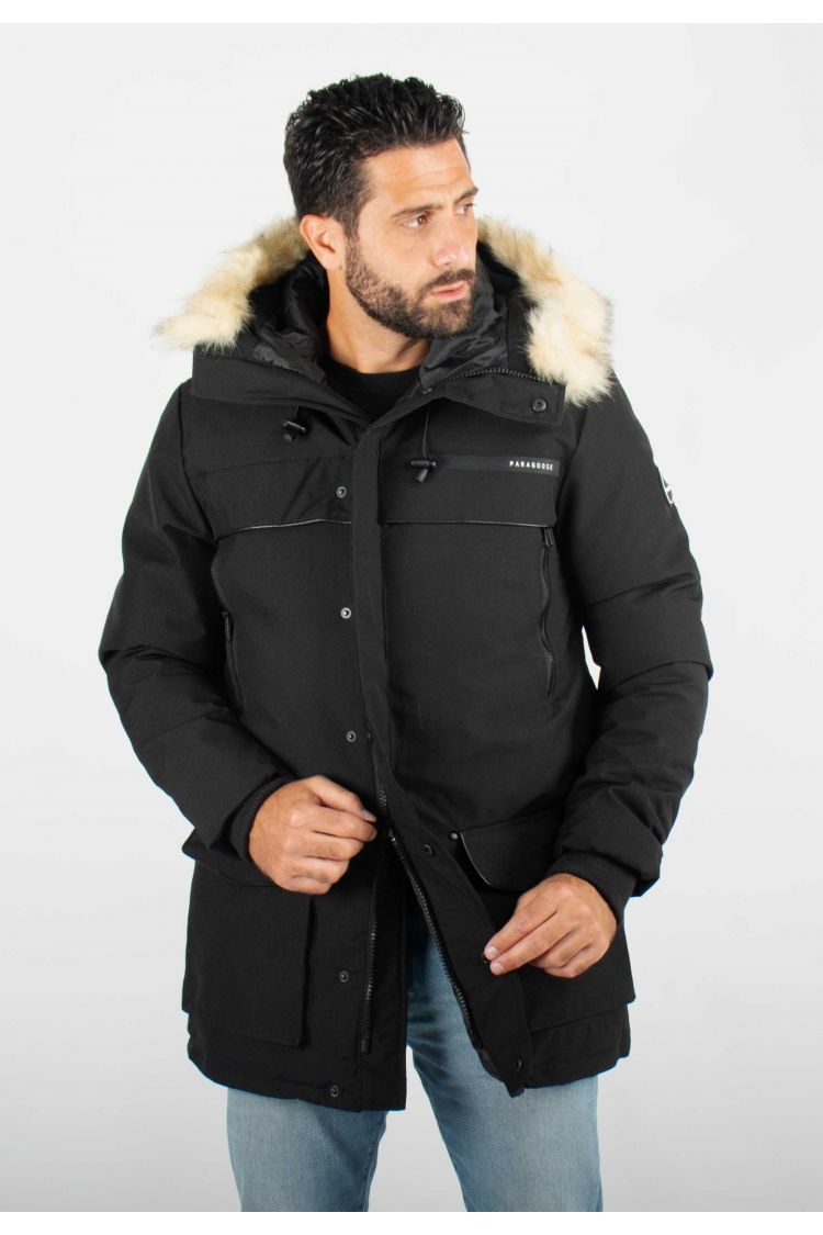 Blouson Homme avec Capuche en Fourrure Synthétique – Protection Hivernale et Design Contemporain