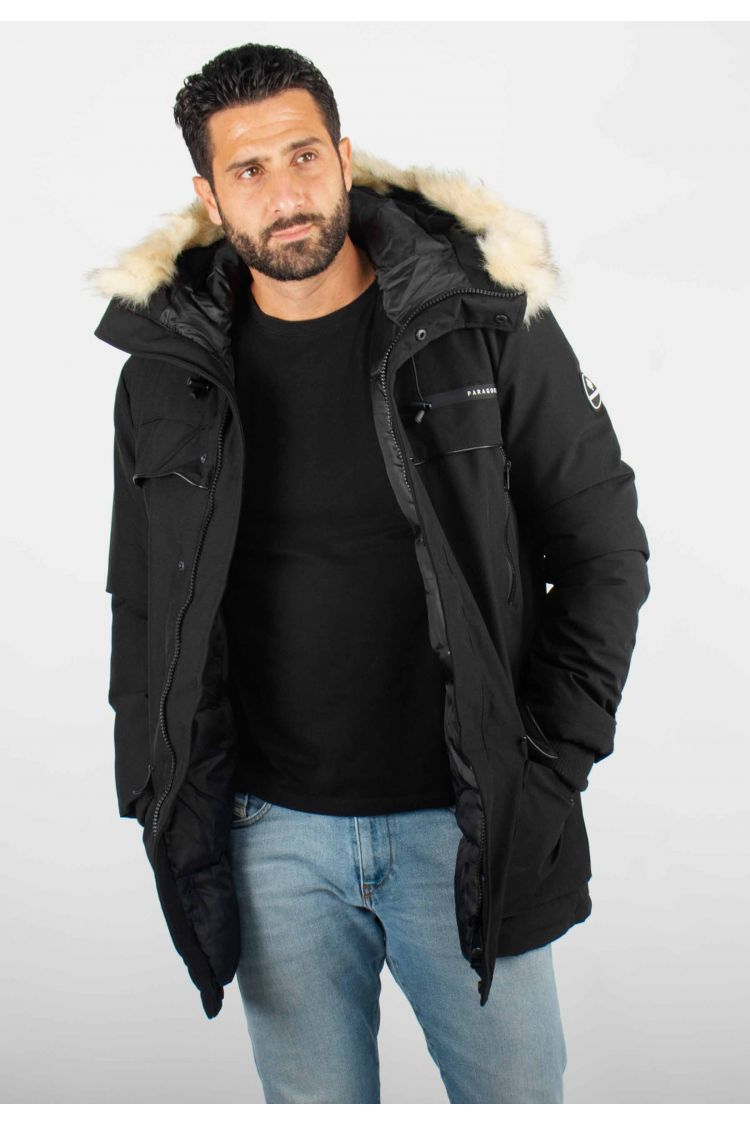 Blouson Homme avec Capuche en Fourrure Synthétique – Protection Hivernale et Design Contemporain