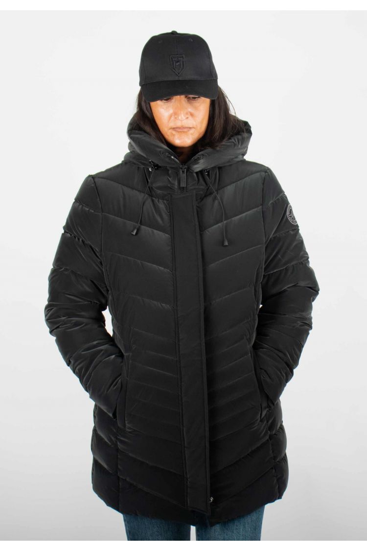 Blouson Femme Hiver Noir Mi-Long – Style Élégant et Confort Thermique