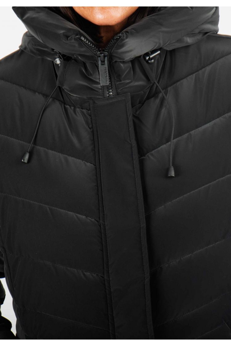 Blouson Femme Hiver Noir Mi-Long – Style Élégant et Confort Thermique