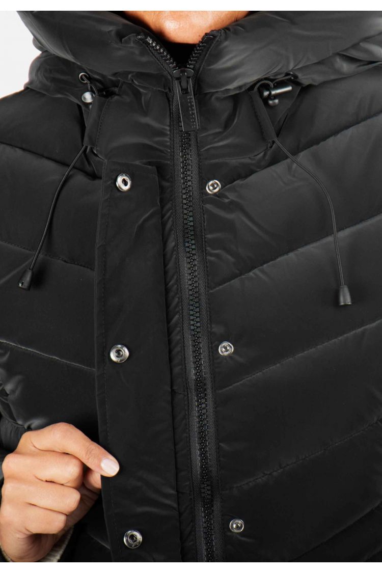 Blouson Femme Hiver Noir Mi-Long – Style Élégant et Confort Thermique