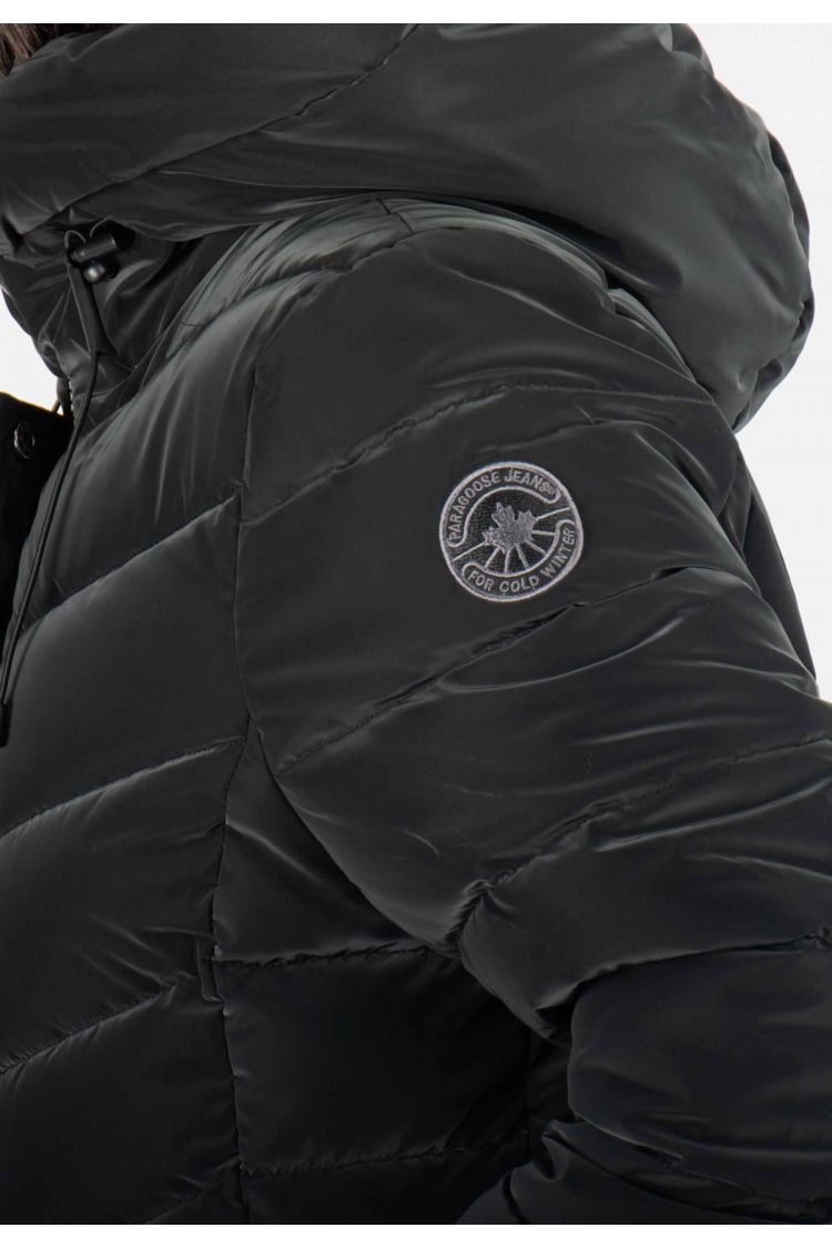 Blouson Femme Hiver Noir Mi-Long – Style Élégant et Confort Thermique