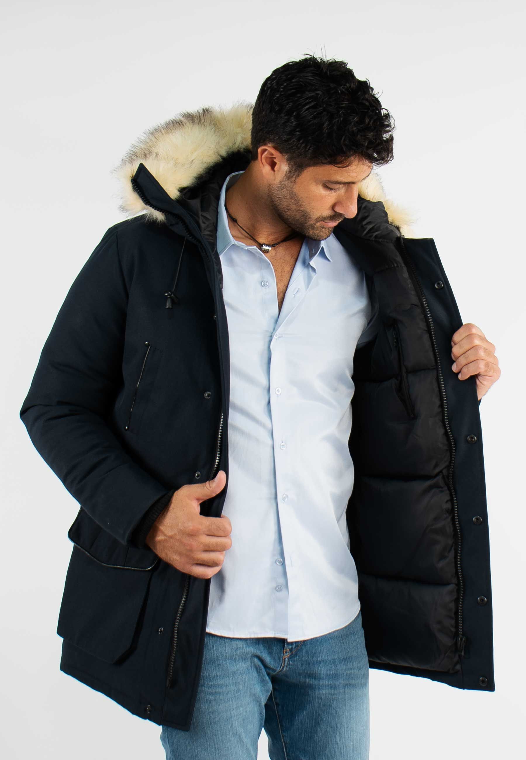 Doudoune parka longue navy