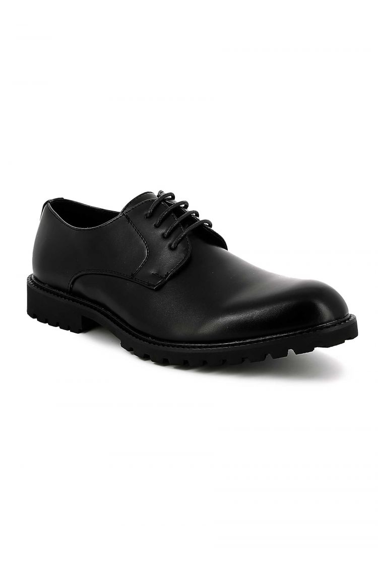 Chaussures Derby en Simili Cuir Noir