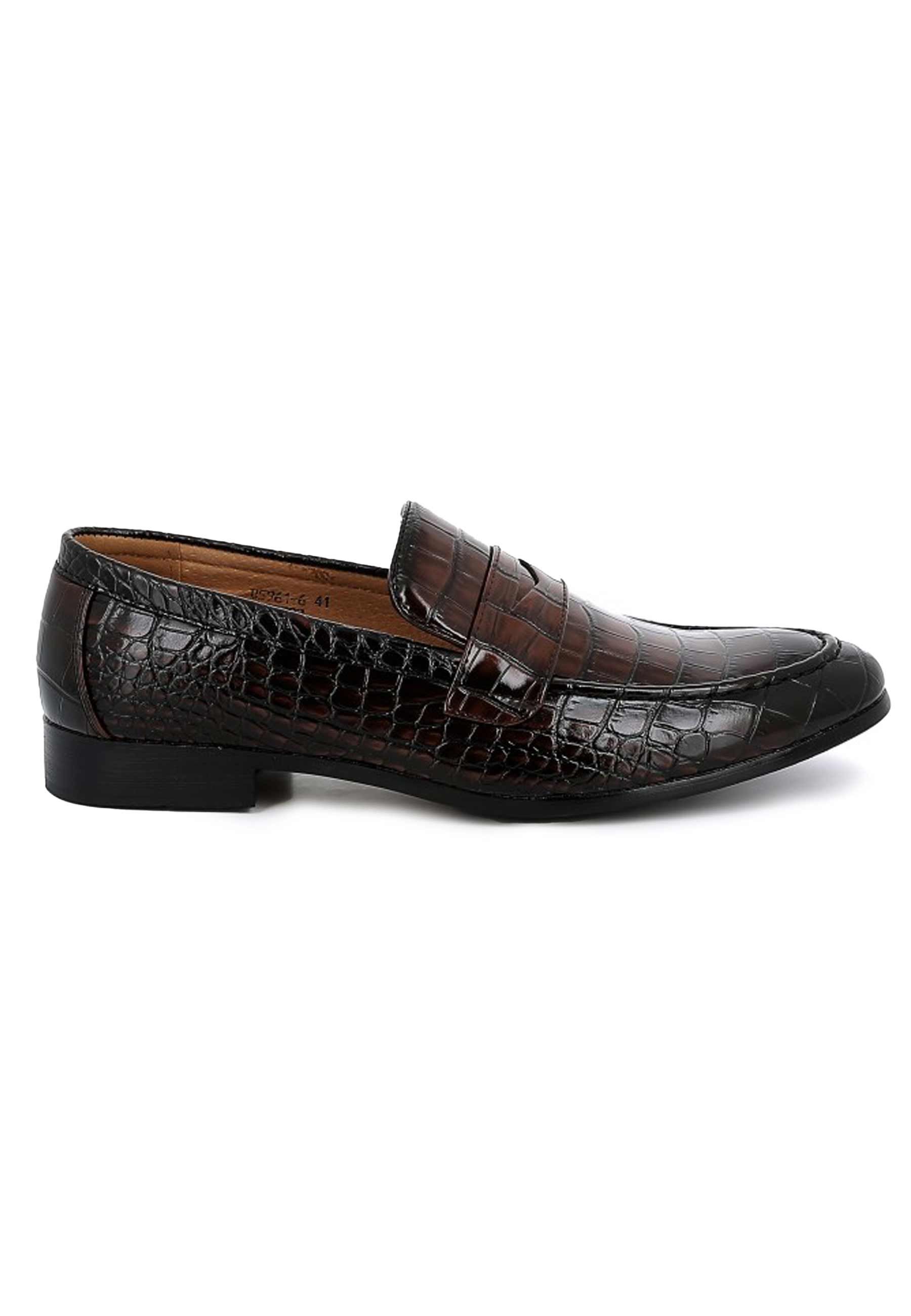 Mocassins UOMO en Similicuir Croco Marron