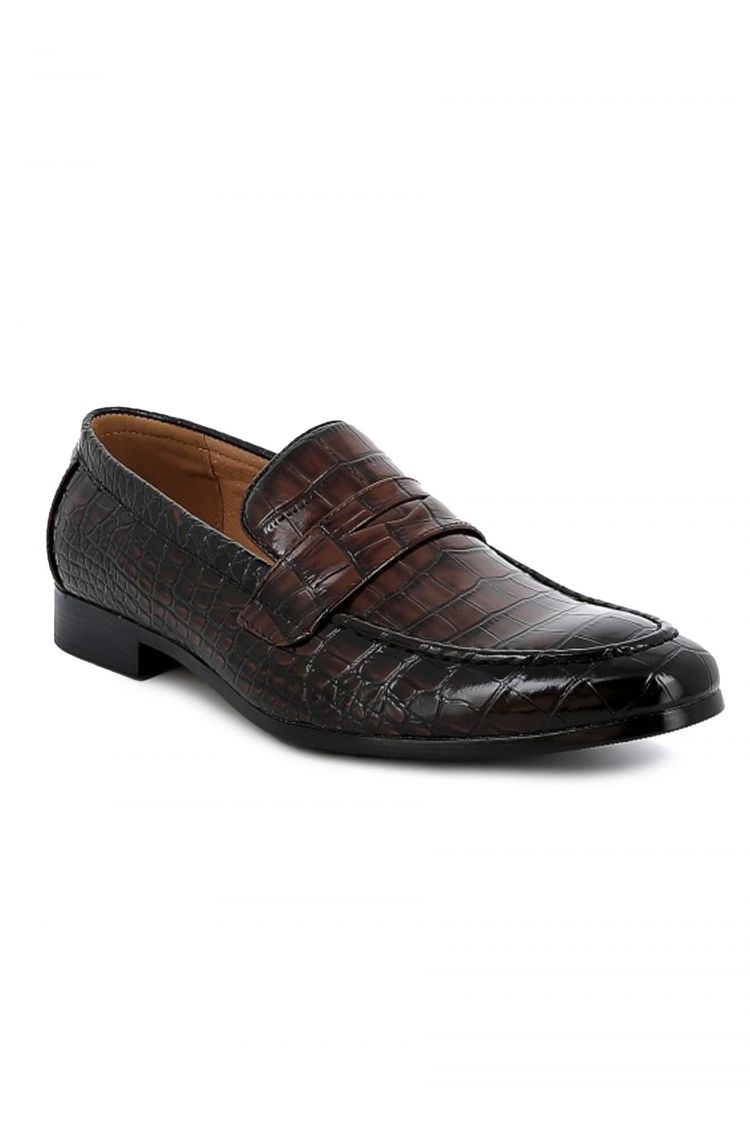 Mocassins UOMO en Similicuir Croco Marron