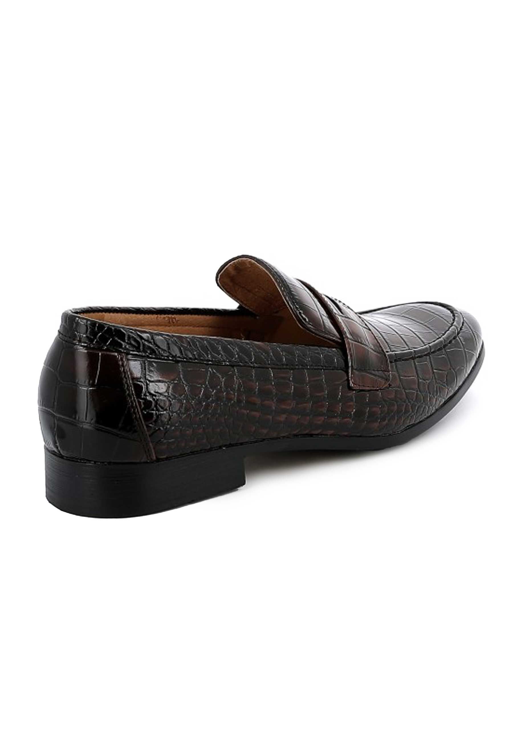 Mocassins UOMO en Similicuir Croco Marron