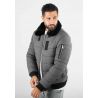 Blouson gris style bombers col fourré gris