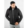 Blouson noir style bombers col fourré noir