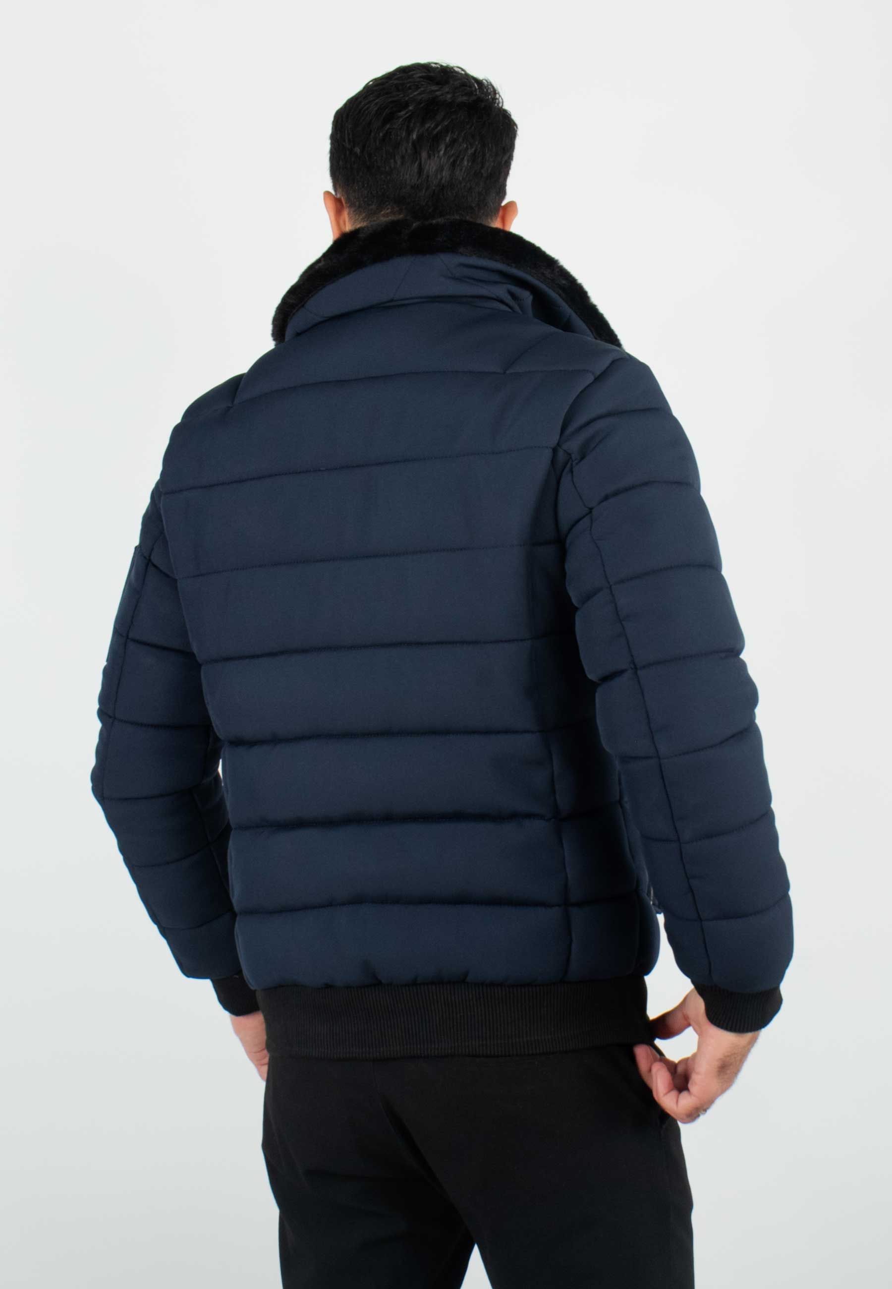 Blouson navy style bombers col fourré navy