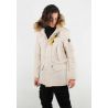 Parka beige ultra-fonctionnelle avec capuche fourrée