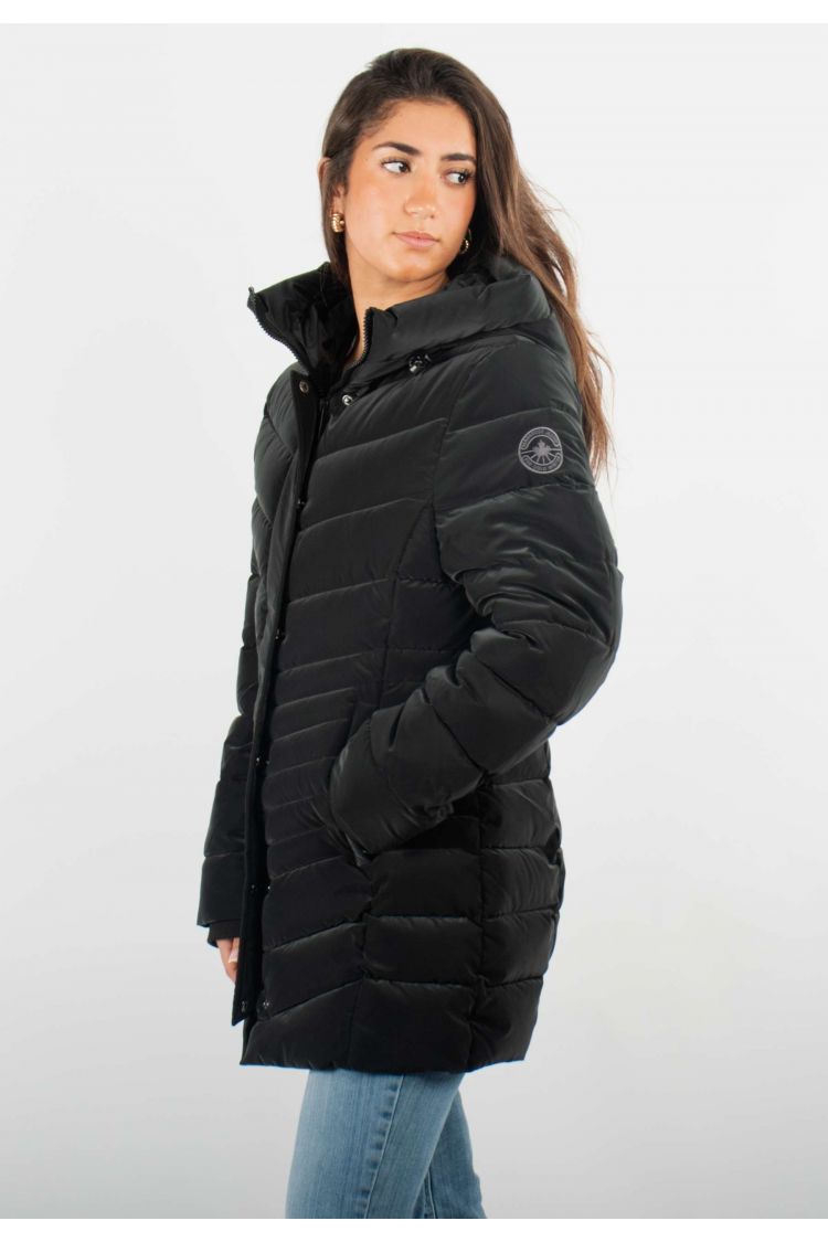 Blouson Femme Hiver Noir Mi-Long – Style Élégant et Confort Thermique