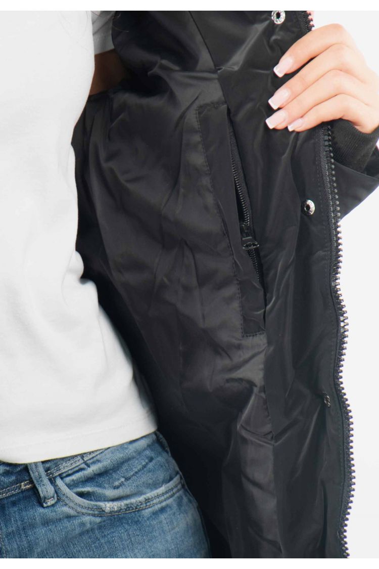 Blouson Femme Hiver Noir Mi-Long – Style Élégant et Confort Thermique
