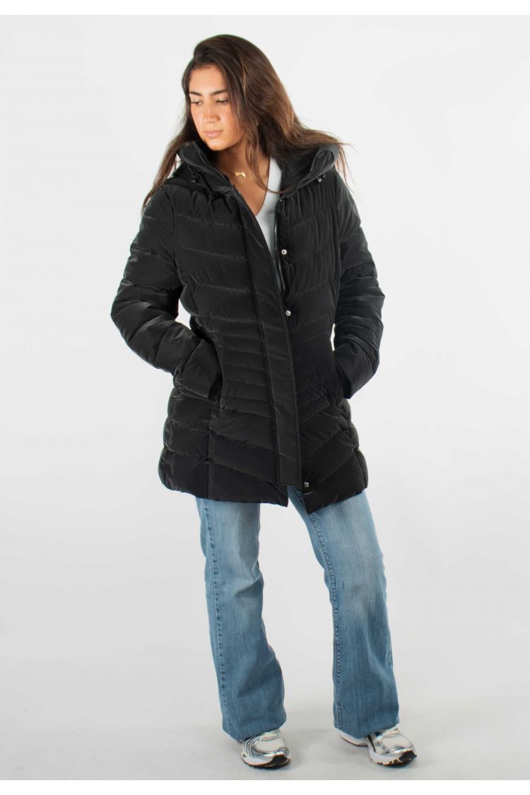 Blouson Femme Hiver Noir Mi-Long – Style Élégant et Confort Thermique