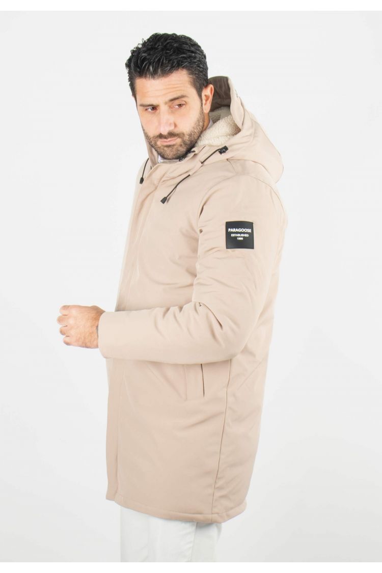 Doudoune beige à capuche