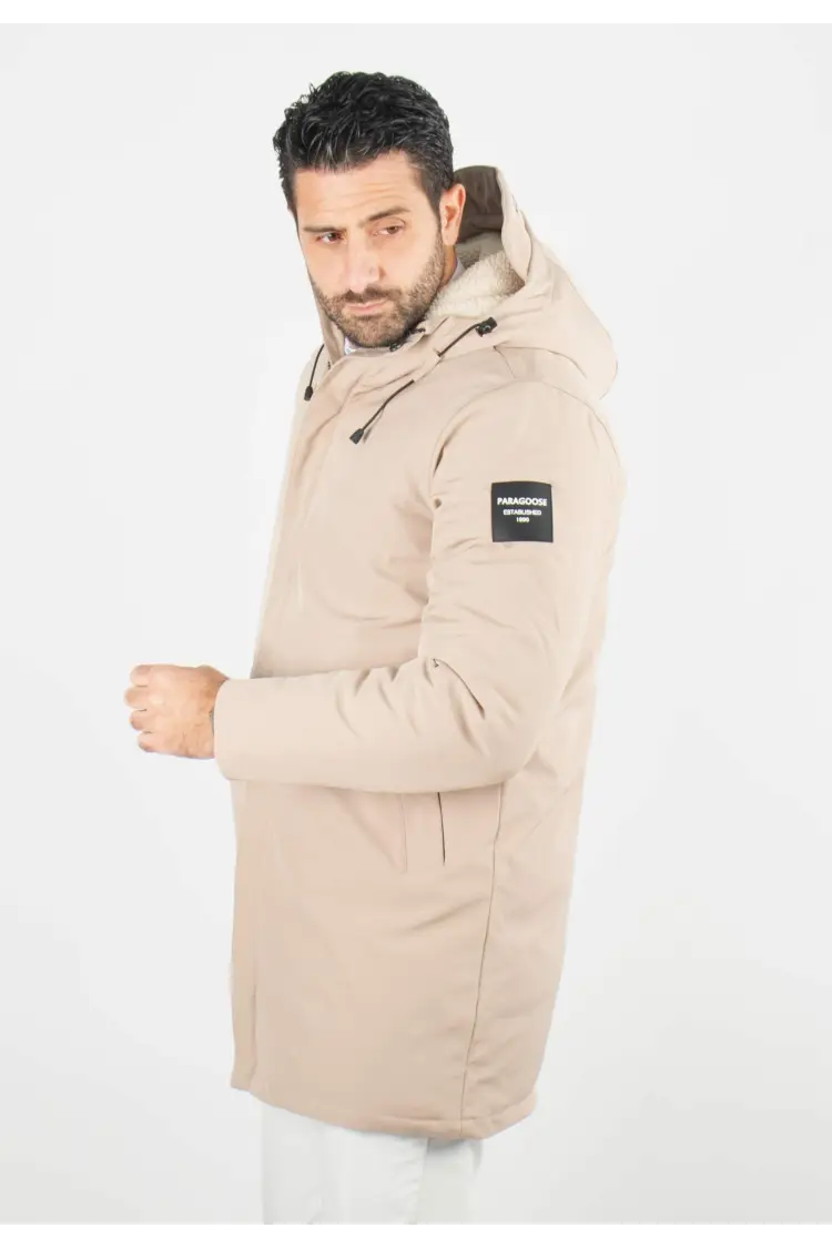 Doudoune beige à capuche