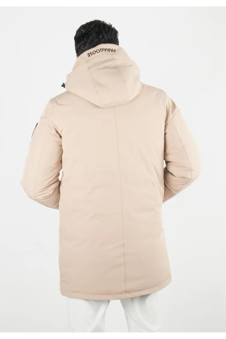 Doudoune beige à capuche