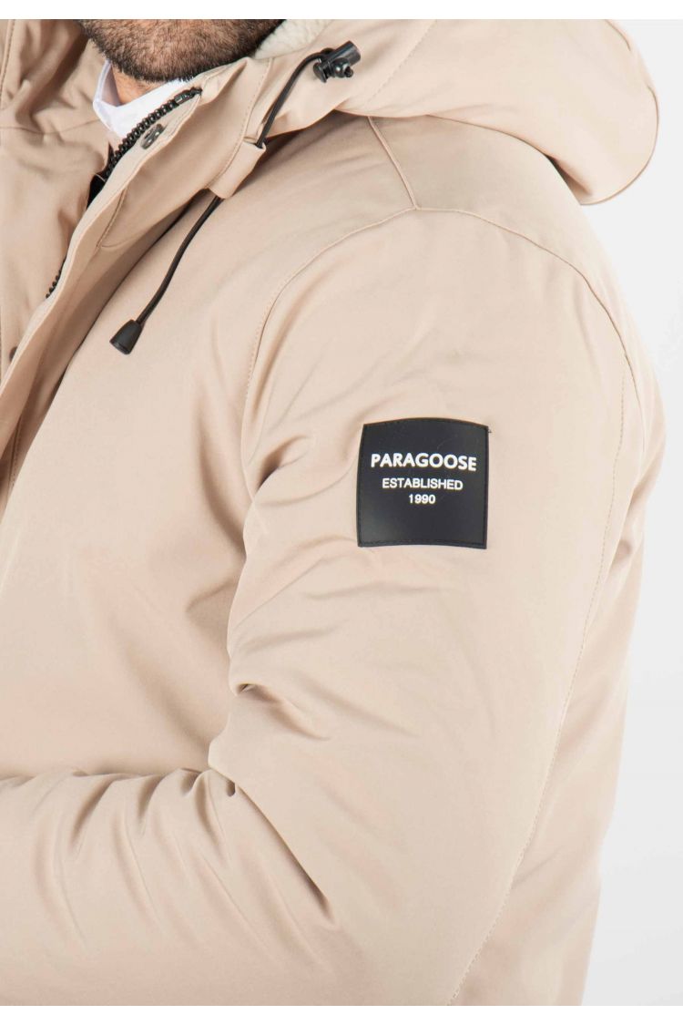 Doudoune beige à capuche