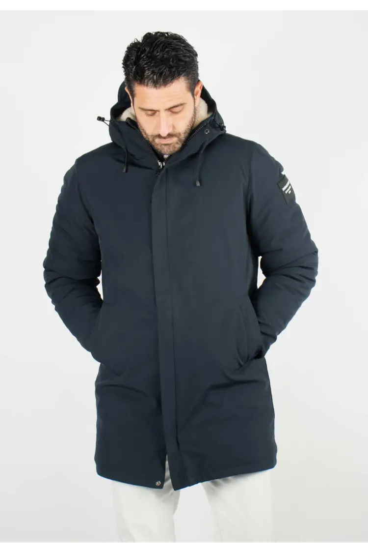 Doudoune navy a capuche moletonné homme