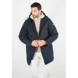 Doudoune navy a capuche moletonné homme