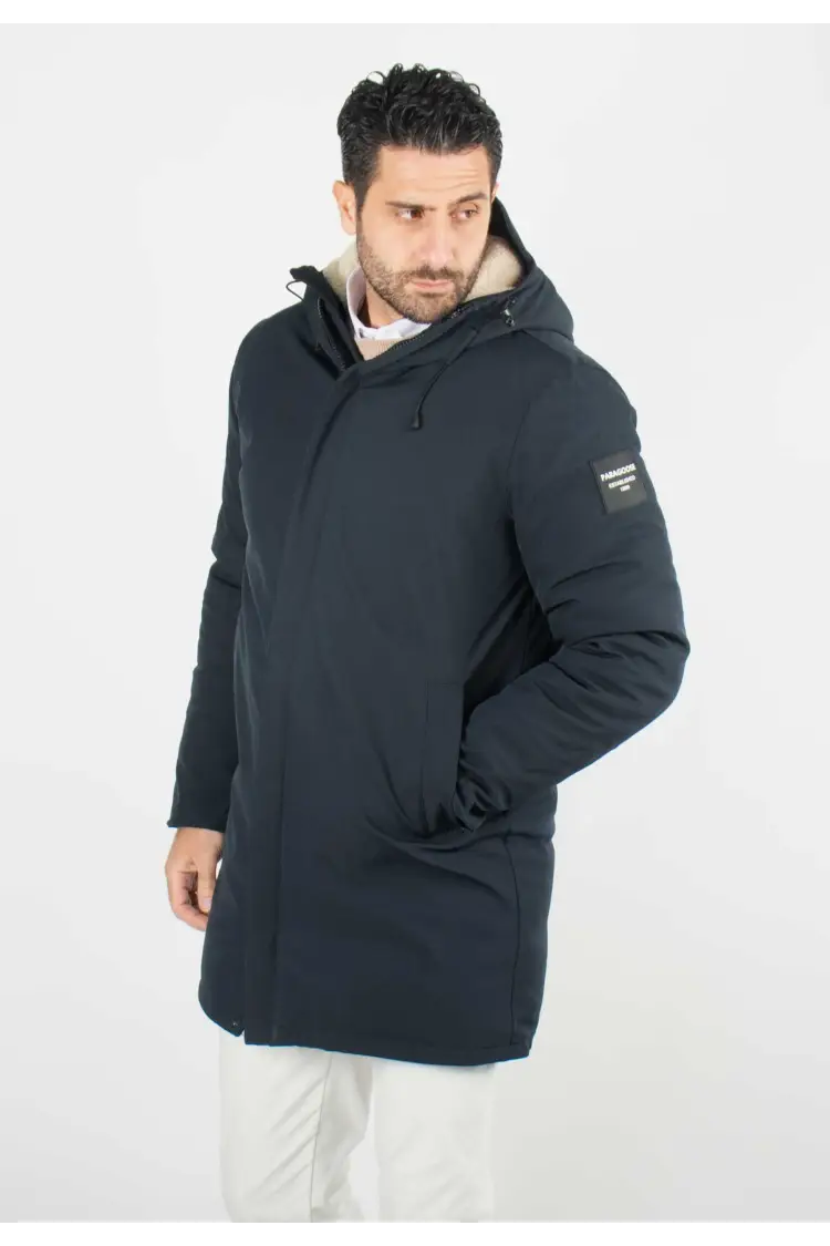Doudoune navy a capuche moletonné homme