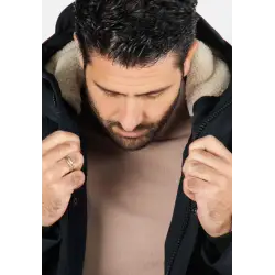 Doudoune navy a capuche moletonné homme