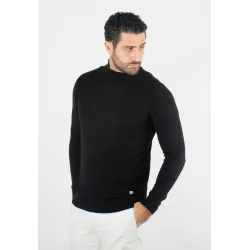 Pull homme col cheminée noir - Touché cachemire