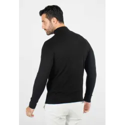 Pull homme col cheminée noir - Touché cachemire